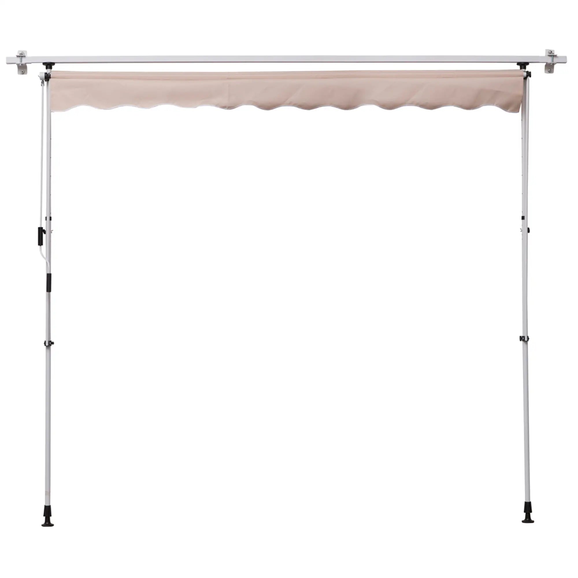 6.6'x5' Manual Retractable Patio Awning, UV Protector, Beige Door Awnings at Gallery Canada