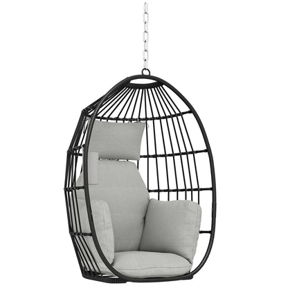 Foldable Hanging Egg Chair, With Head Pillow And Cup Holder, Dark Grey Hanging Porch Swings at Gallery Canada