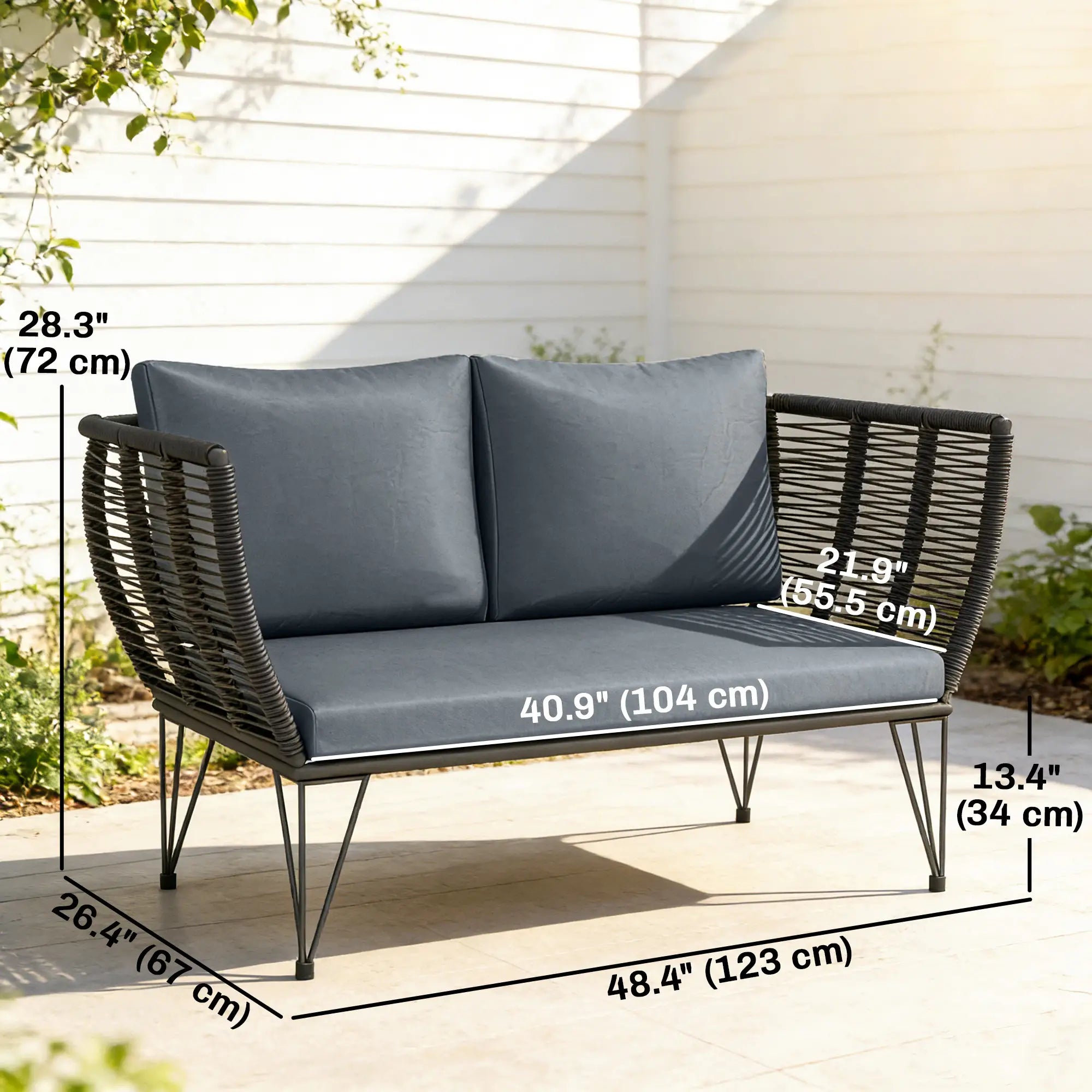 Outdoor Patio Sofa, 2 Seater Loveseat With Cushions, Light Grey Patio Furniture Sets at Gallery Canada