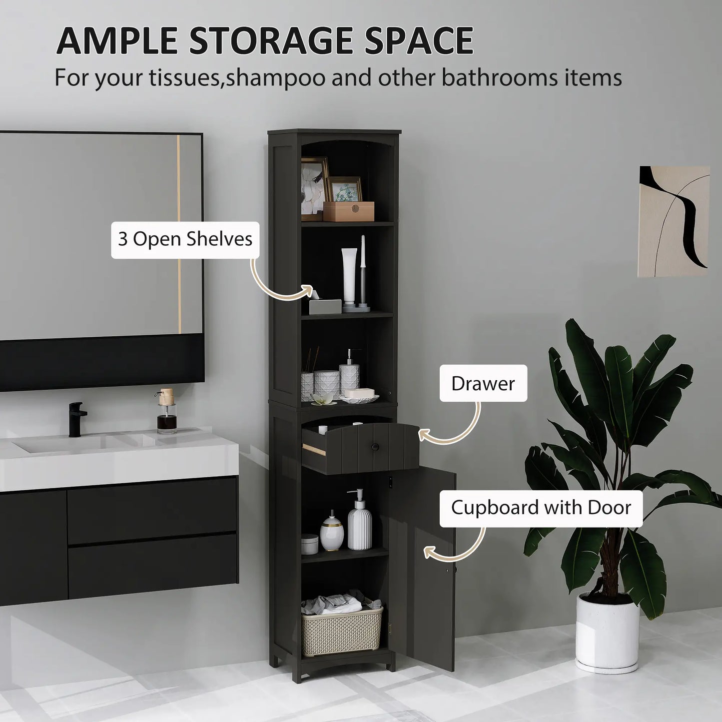 Tall Bathroom Cabinet, Shelves and Drawer Storage Organizer Bathroom Cabinets at Gallery Canada