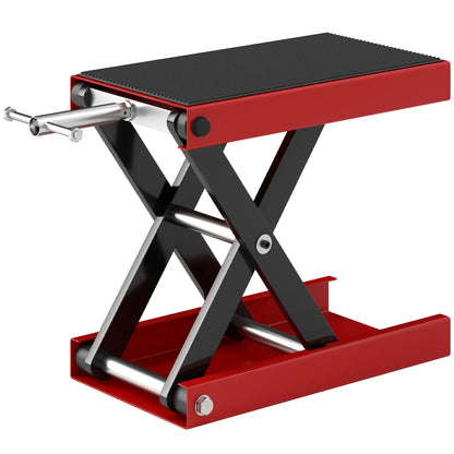 1100lbs Motorcycle Jack, Adjustable Scissor Lift, Anti-Slip Deck, Red Bike Trainer Stands Red, Black at Gallery Canada