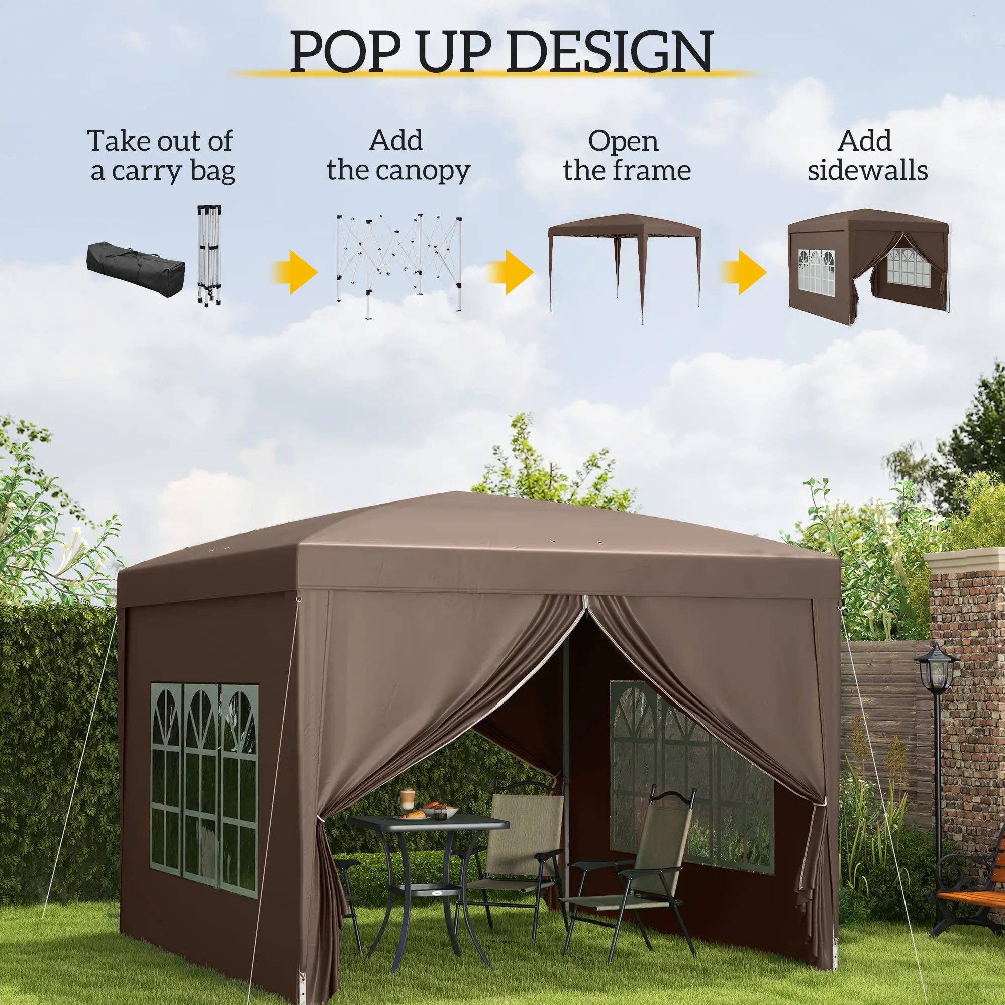 10'x10' Coffee Outdoor Pop Up Party Tent Wedding Gazebo Pop Up Canopies at Gallery Canada