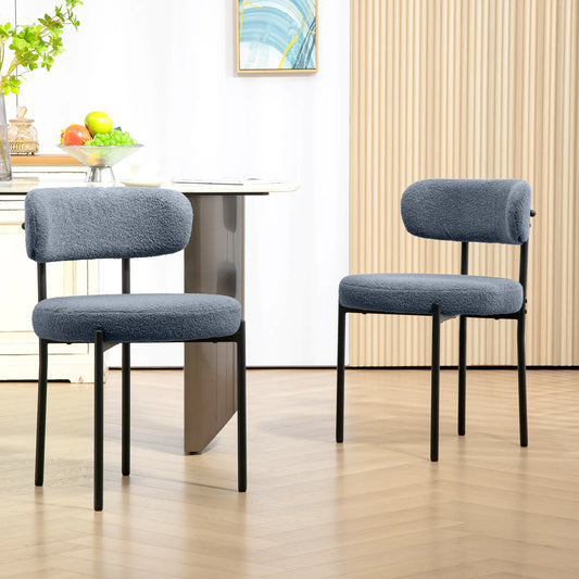 2 Kitchen Chairs, Modern Dining, Berber Fleece Upholstery, Steel Legs, Grey Dining Chairs Grey at Gallery Canada