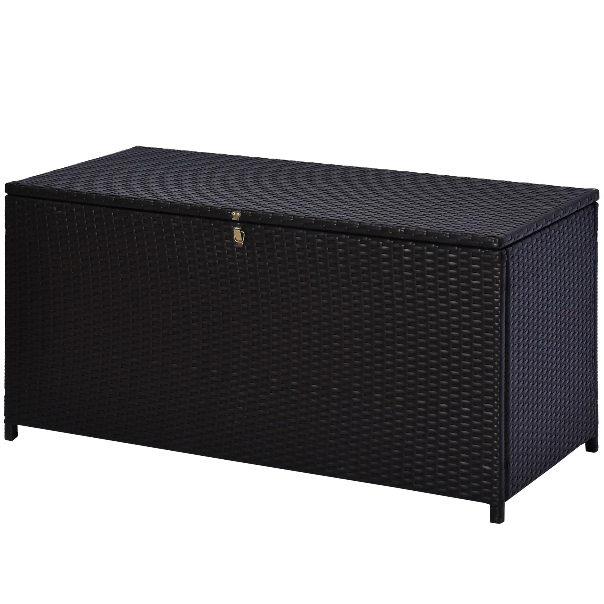 Wicker Outdoor Storage Box, 75 Gallon, Gas Strut Lid, Dark Brown Patio Storage Boxes at Gallery Canada
