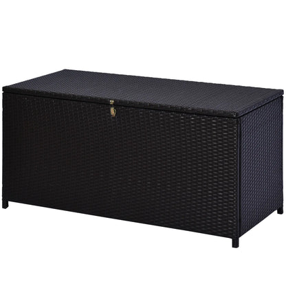 Wicker Outdoor Storage Box, 75 Gallon, Gas Strut Lid, Dark Brown Patio Storage Boxes at Gallery Canada