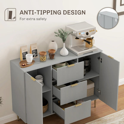 Modern Kitchen Storage Cabinet, 3 Drawers, Adjustable Shelves, Grey Bar Cabinets at Gallery Canada