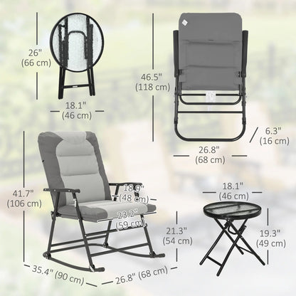 3-Piece Foldable Rocking Chair Set, Light Grey Outdoor Rocking Chairs at Gallery Canada