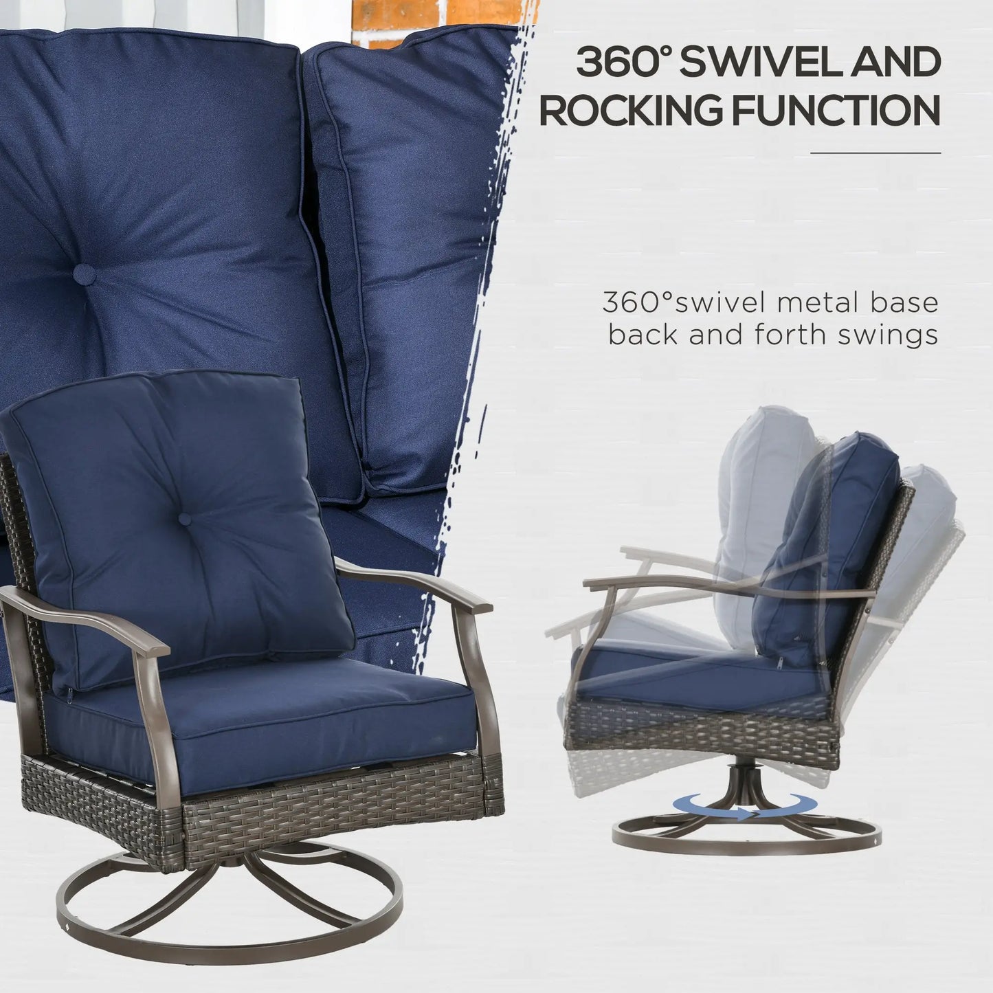 4 Pcs PE Rattan Wicker Sofa Set, Outdoor Conversation Furniture, Navy Blue Patio Furniture Sets at Gallery Canada