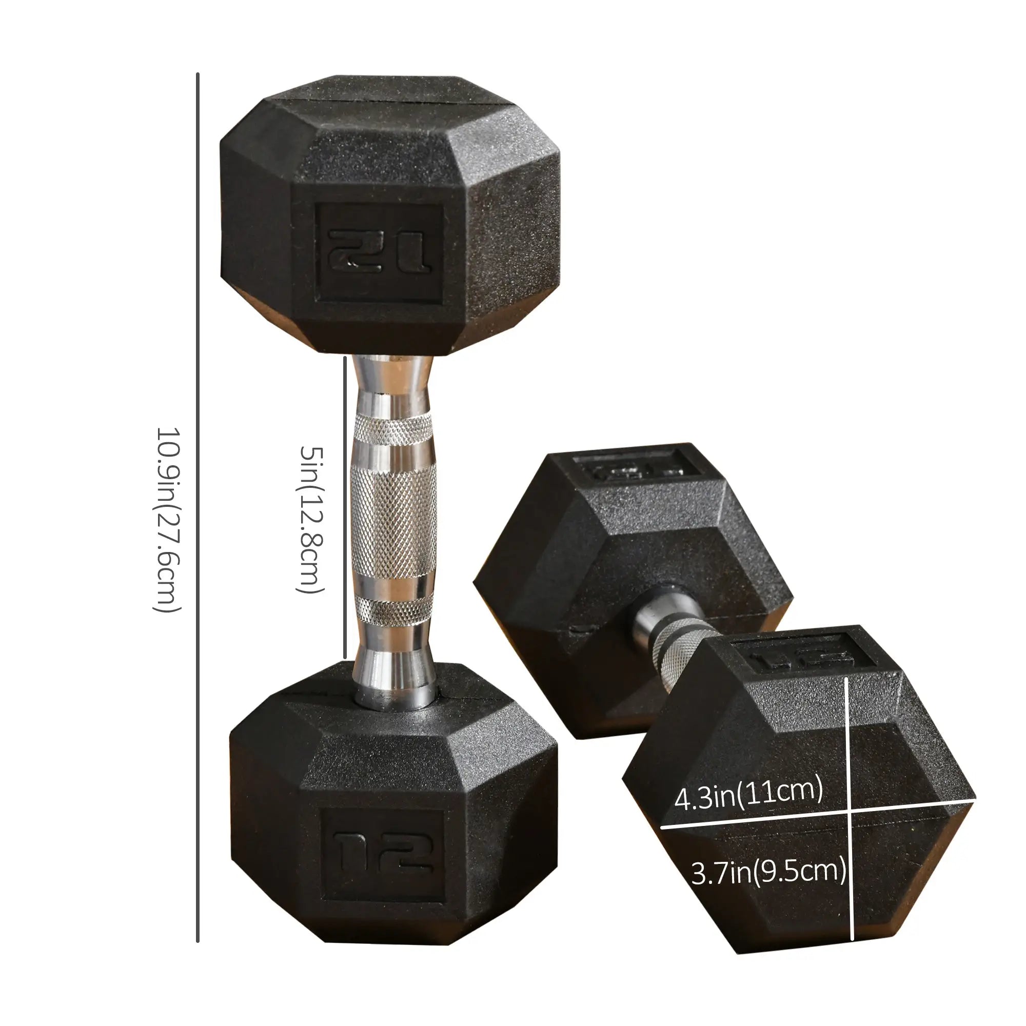 Rubber Dumbbells Weight Set, 24lbs Total, 12lbs Each, Black Dumbbells & Barbells at Gallery Canada