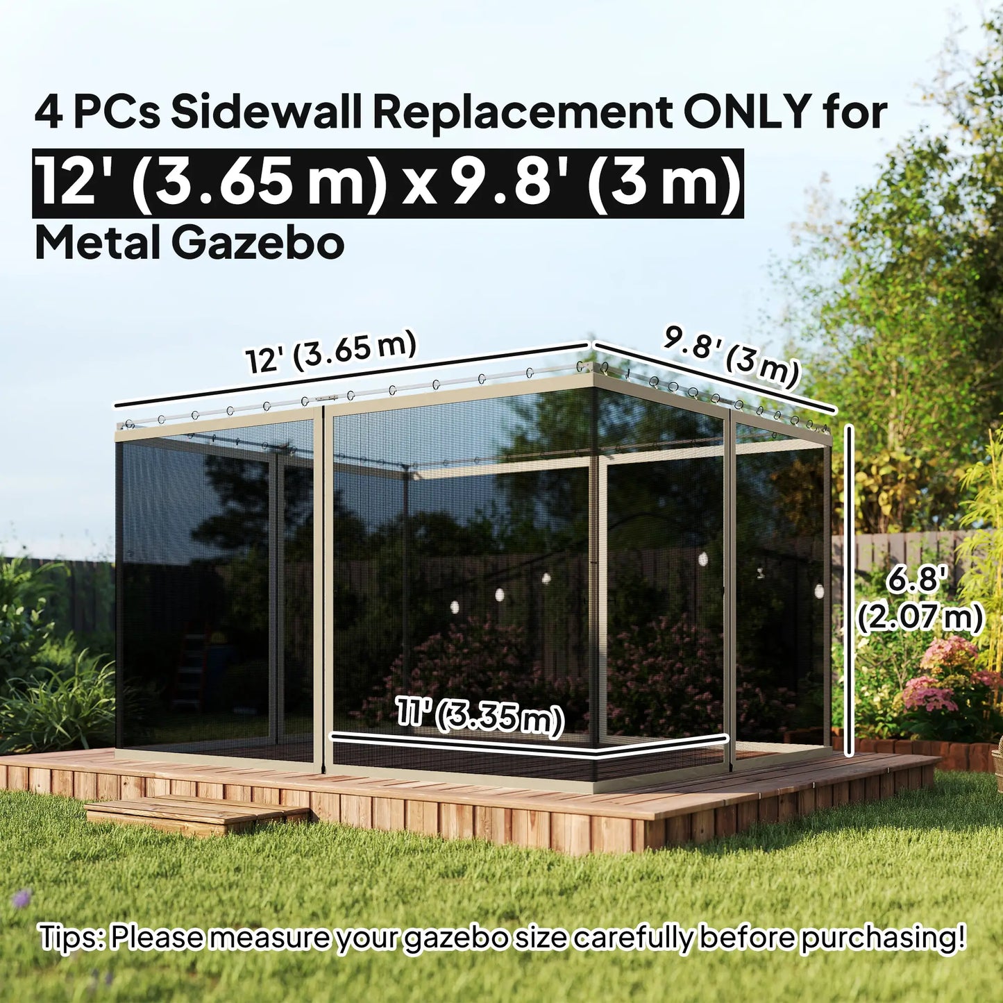 Mosquito Netting For Gazebo, 10' x 12', Black, Khaki Gazebo Sidewalls at Gallery Canada