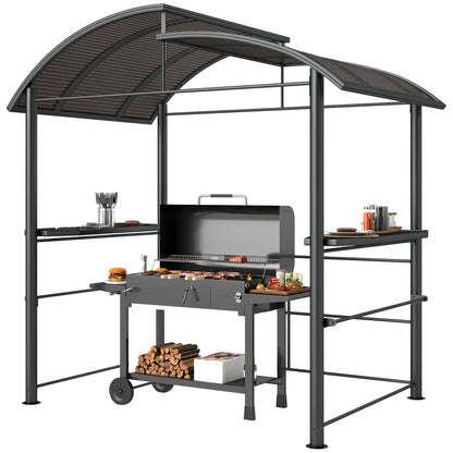 8' x 5' Grill Gazebo, Vented PC Roof, Side Shelves, Dark Grey BBQ Grill Gazebos Tawny, Dark Grey at Gallery Canada