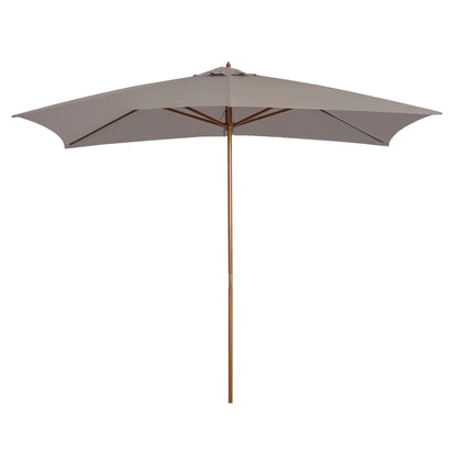 7' x 10' Grey Wooden Patio Umbrella, Rectangle Garden Parasol with Bamboo Ribs, Grey Sun Umbrellas at Gallery Canada