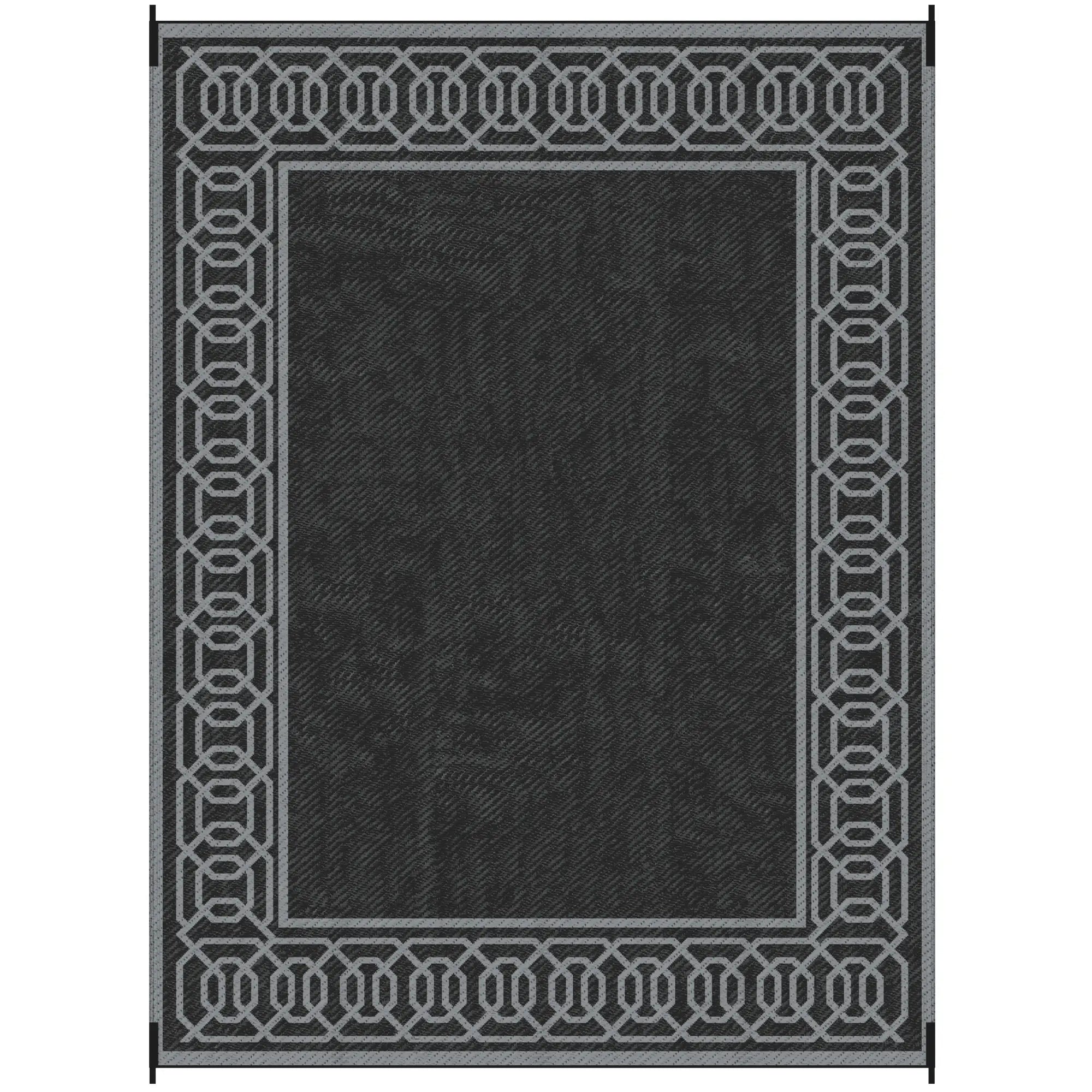 Portable Outdoor Rug, 9' x 12', Waterproof, Reversible, Black and Grey Outdoor Reversible Rugs at Gallery Canada