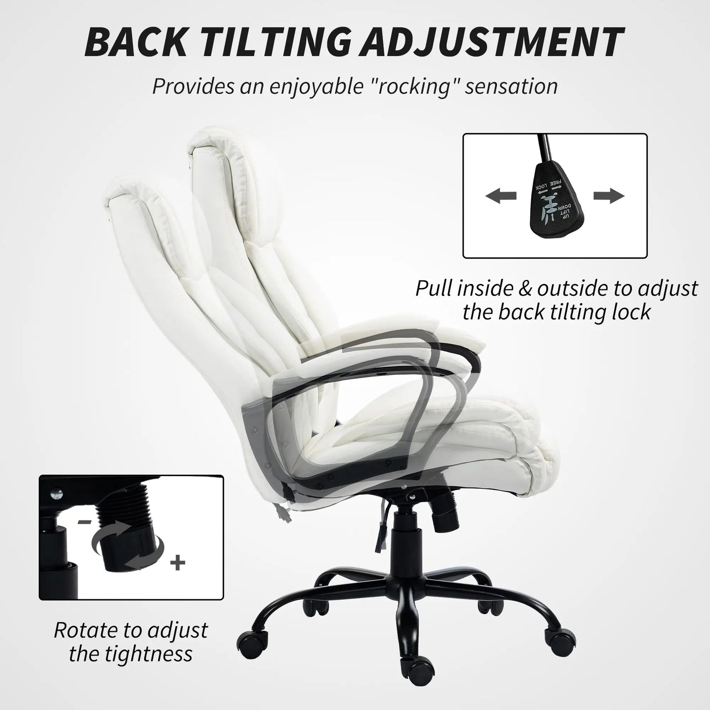 Massage Office Chair, High Back Executive, 6-Point Vibration, Adjustable Height, White Massage Chairs at Gallery Canada