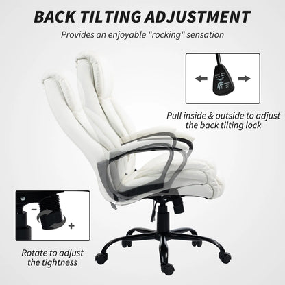 Massage Office Chair, High Back Executive, 6-Point Vibration, Adjustable Height, White Massage Chairs at Gallery Canada