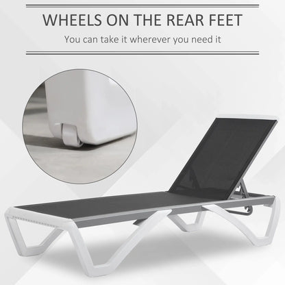 Outdoor Chaise Lounge Chair, Adjustable Back, Wheels, Mesh Fabric, Black Lounger Chairs at Gallery Canada