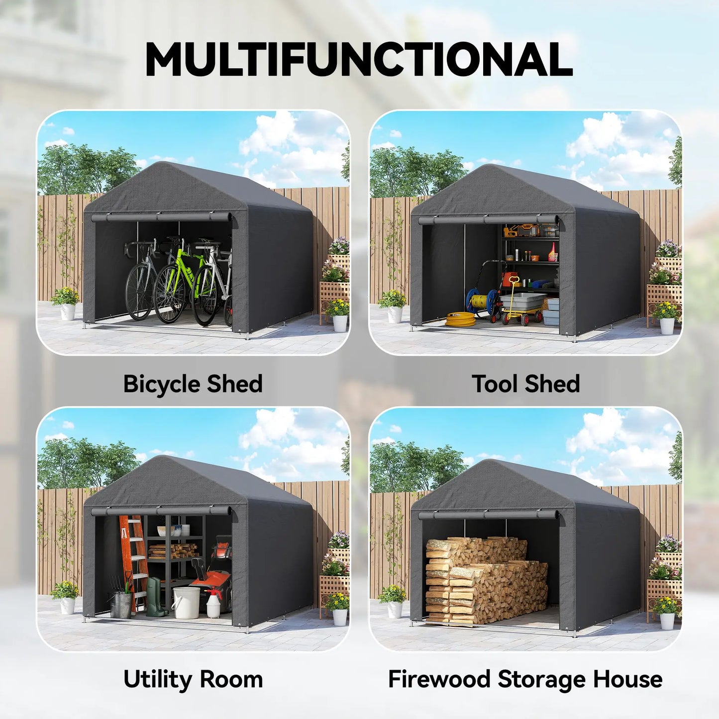 6.6' x 7.8' Portable Shed, Waterproof Bike Tent, Dark Grey Sheds at Gallery Canada