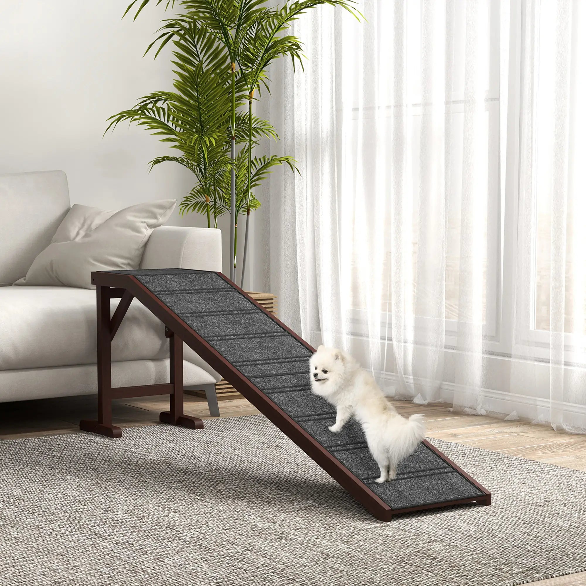 Pet Ramp Bed Steps, Non-Slip Carpet Top, Pine Wood, 74