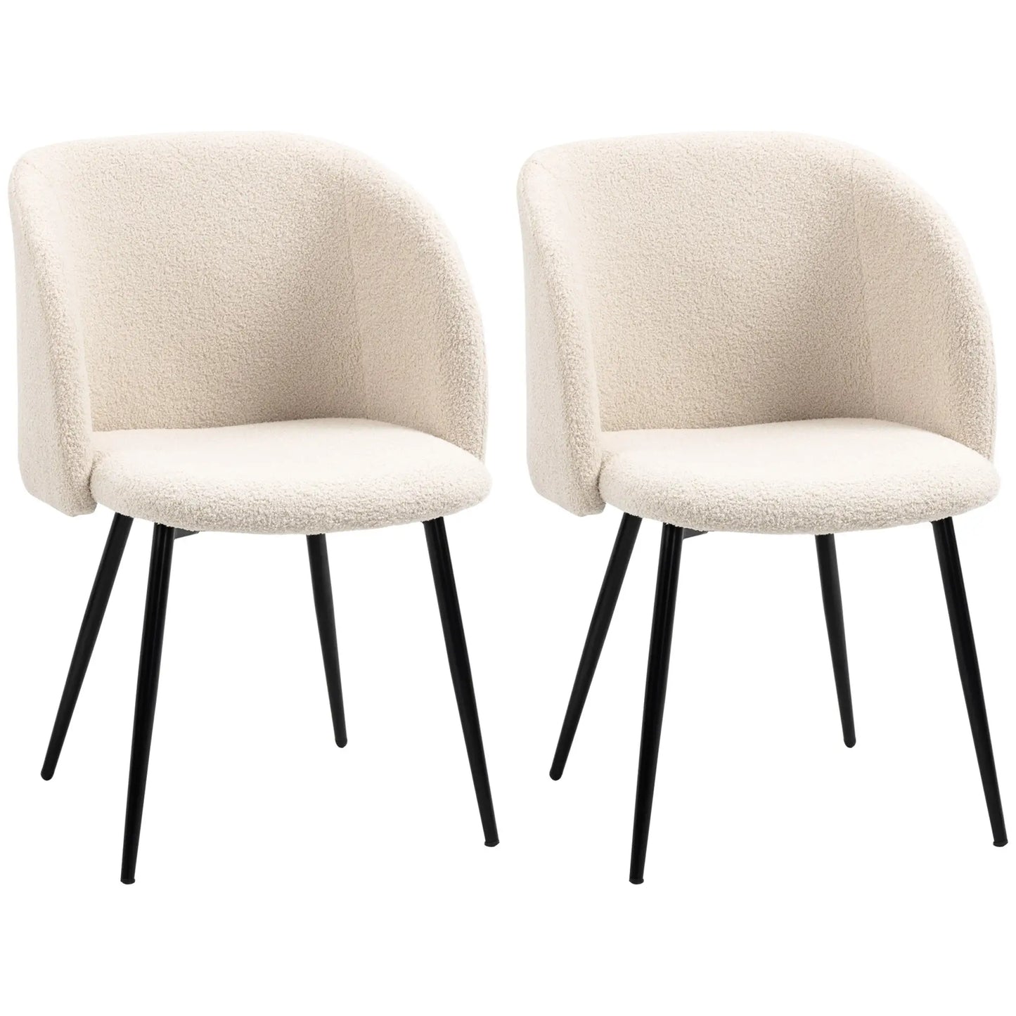 Dining Chairs Set Of 2, Sherpa Fleece Upholstered, Cream White Dining Chairs Cream White, Black at Gallery Canada
