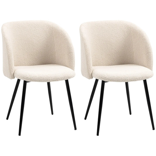 Dining Chairs Set Of 2, Sherpa Fleece Upholstered, Cream White Dining Chairs Cream White, Black at Gallery Canada