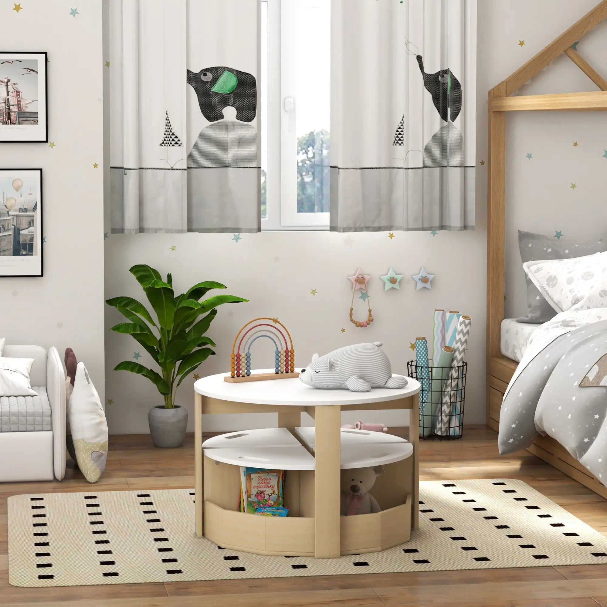 5 Piece Kids Table and Chair Set, with Storage, White Kids Table Sets at Gallery Canada