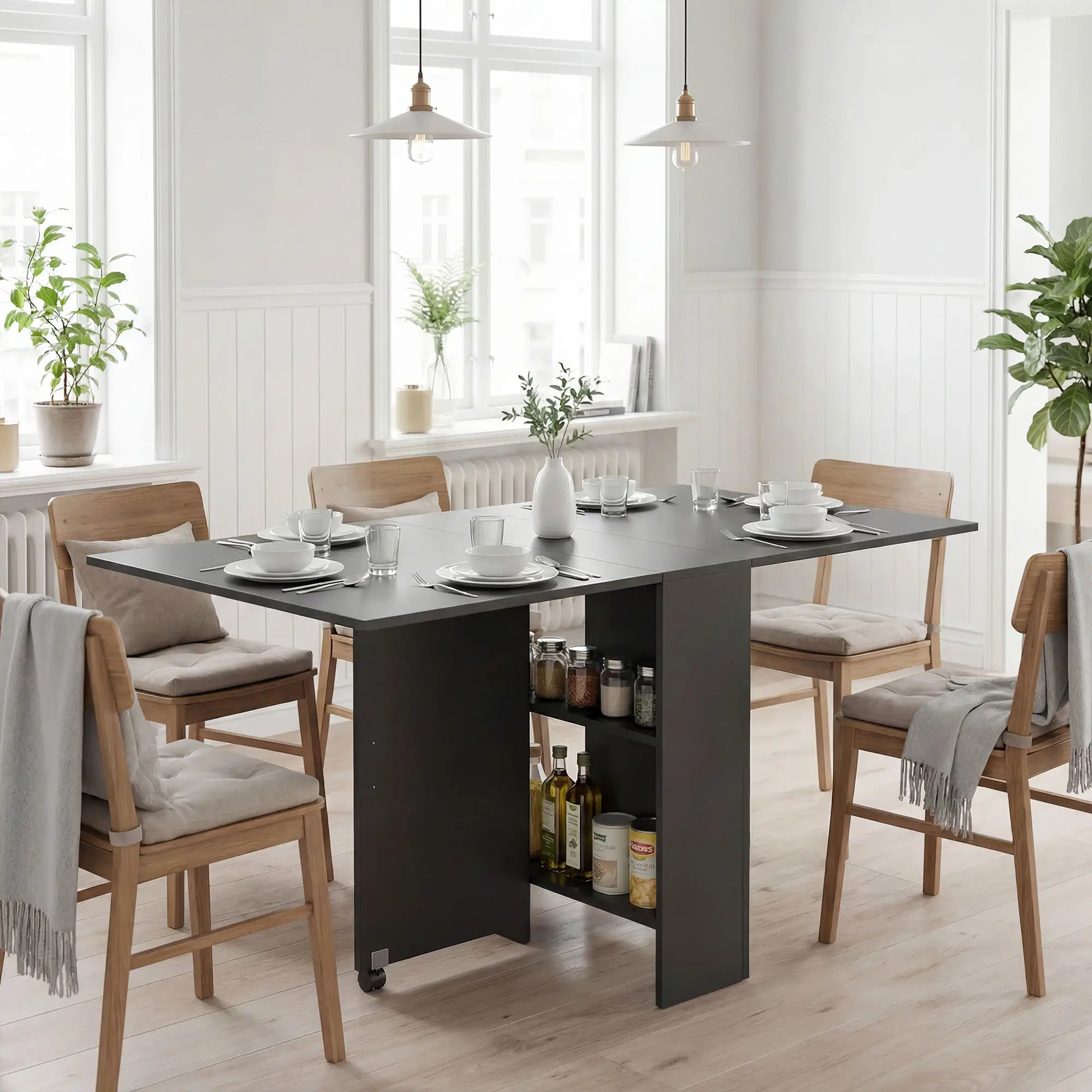Extendable Dining Table, Collapsible Folding Table, Black Bar Tables & Dining Tables at Gallery Canada