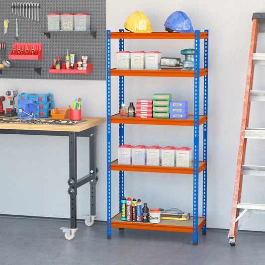 5-Tier Heavy Duty Garage Shelf, Adjustable Metal Shelving Unit, 31.5"x15.75"x71.75", 3300 lbs Capacity Tool Organizers Blue, Orange at Gallery Canada