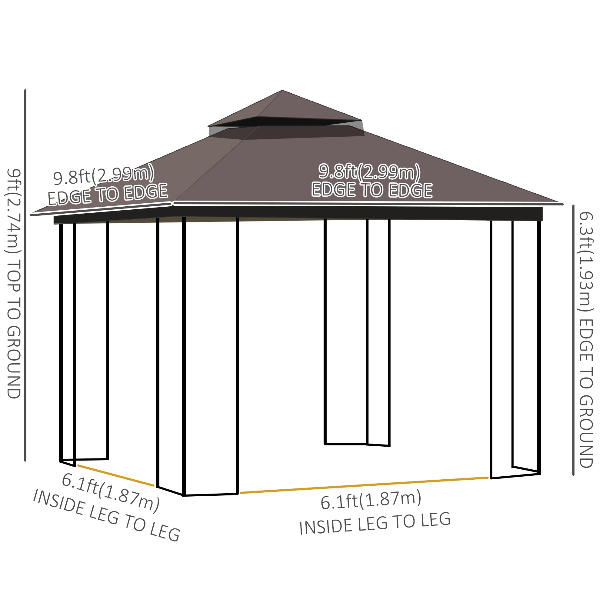 10'x10' Soft-Top Patio Gazebo, Double Tier Roof, Mesh Curtains Gazebos at Gallery Canada