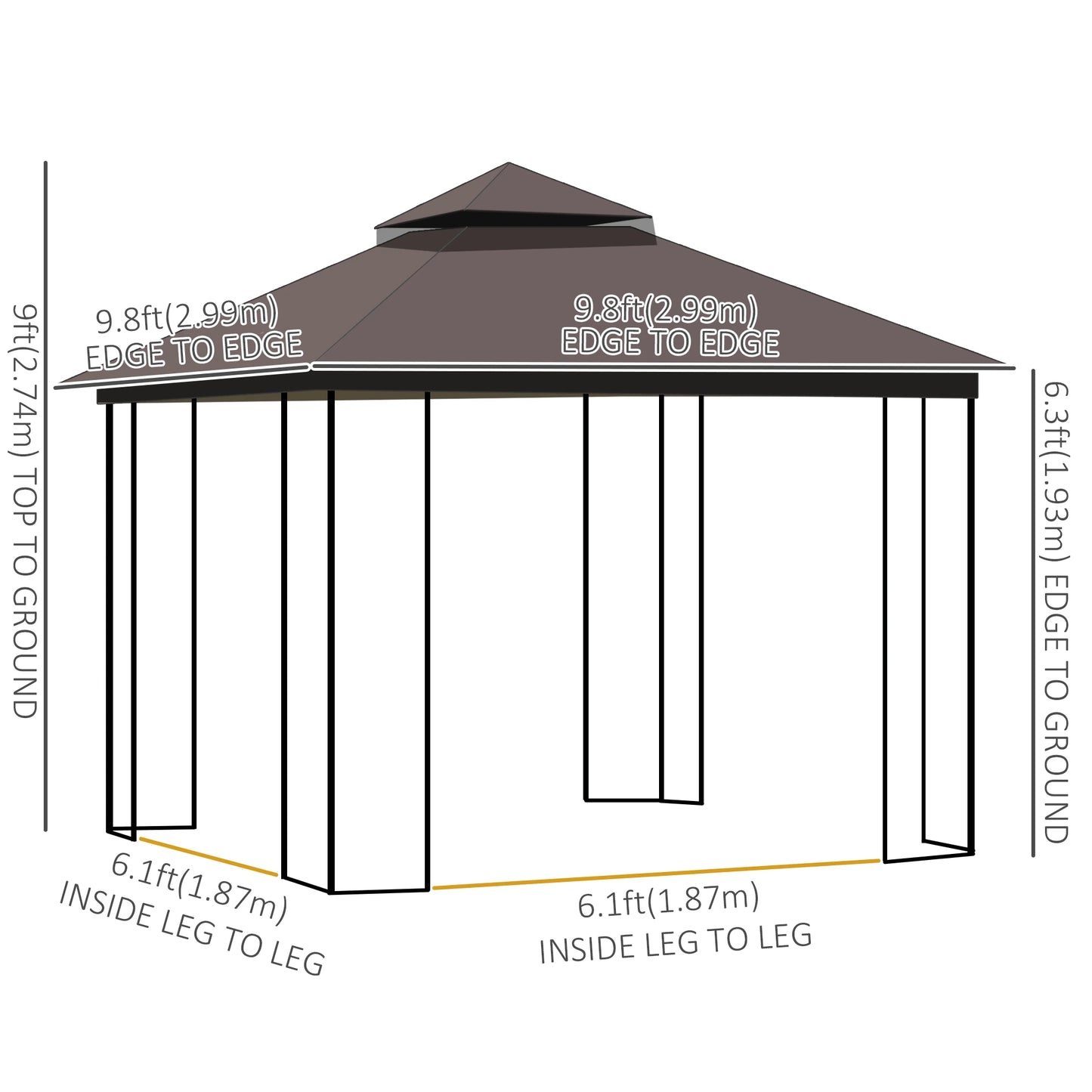 10'x10' Soft-Top Patio Gazebo, Double Tier Roof, Mesh Curtains Gazebos at Gallery Canada