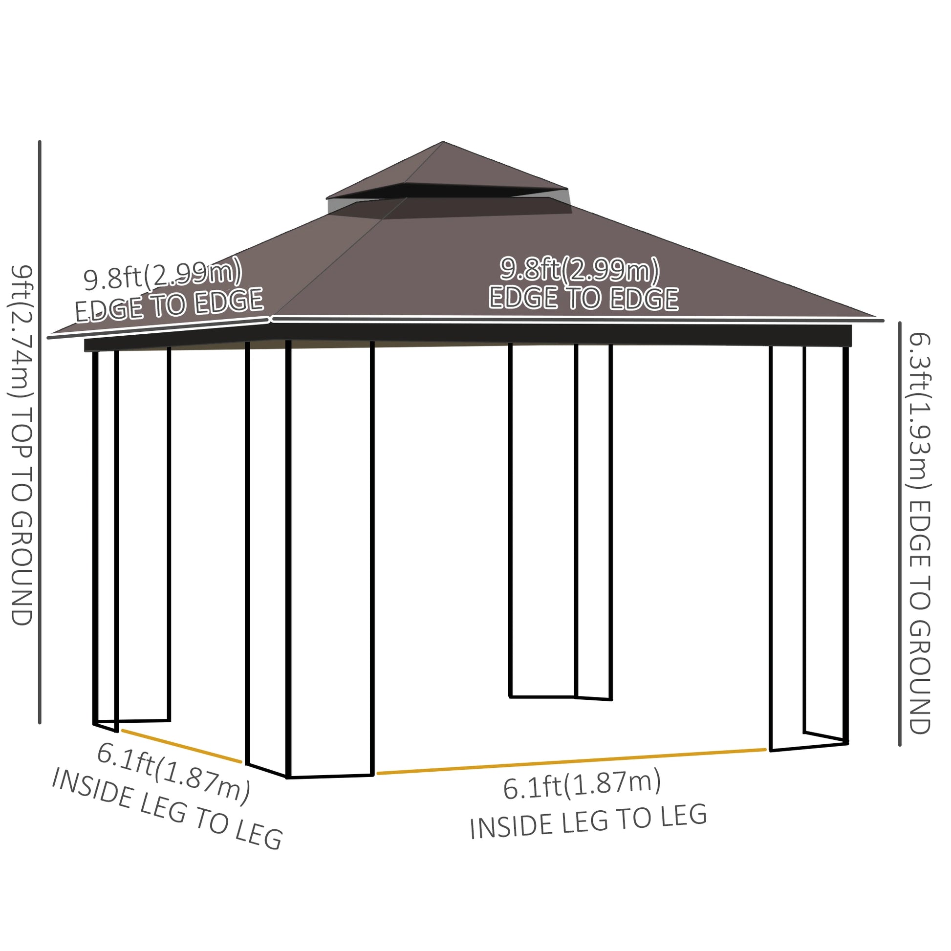 10'x10' Soft-Top Patio Gazebo, Double Tier Roof, Mesh Curtains Gazebos at Gallery Canada