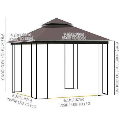 10'x10' Soft-Top Patio Gazebo, Double Tier Roof, Mesh Curtains Gazebos at Gallery Canada