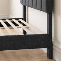 Cadre de lit Queen Size, Plateforme rembourrée, Tête de lit ajustable, Gris foncé, Gris foncé