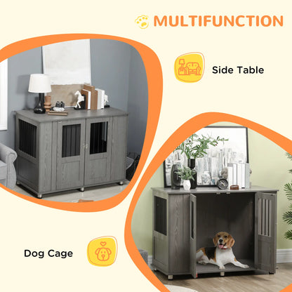 Dog Crate Furniture with Lockable Magnetic Door, Adjustable feet for Extra Large, Medium &; Small Dogs, Indoor Use, Grey Houses, Kennels & Pens at Gallery Canada