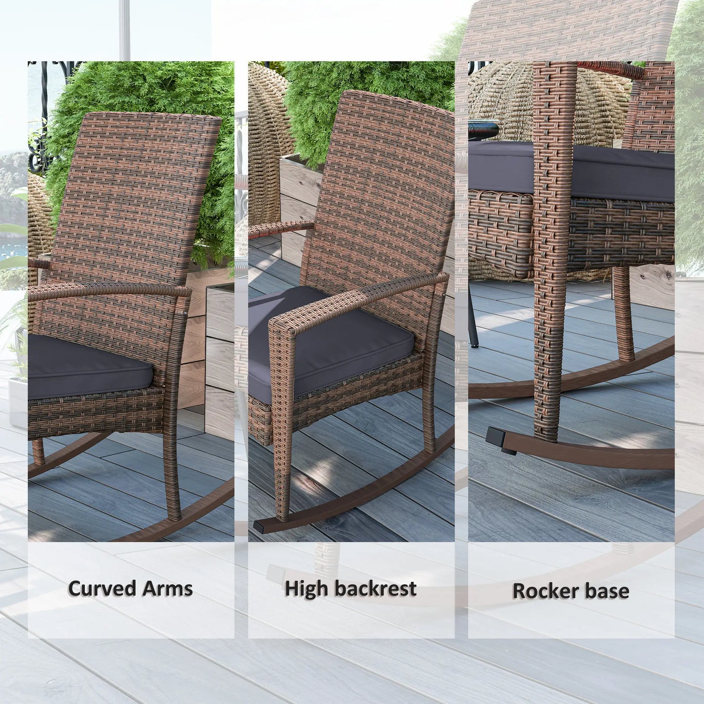 PE Rattan Rocking Chair, Garden Glider, Wicker Patio Chair, Dark Blue Outdoor Rocking Chairs at Gallery Canada