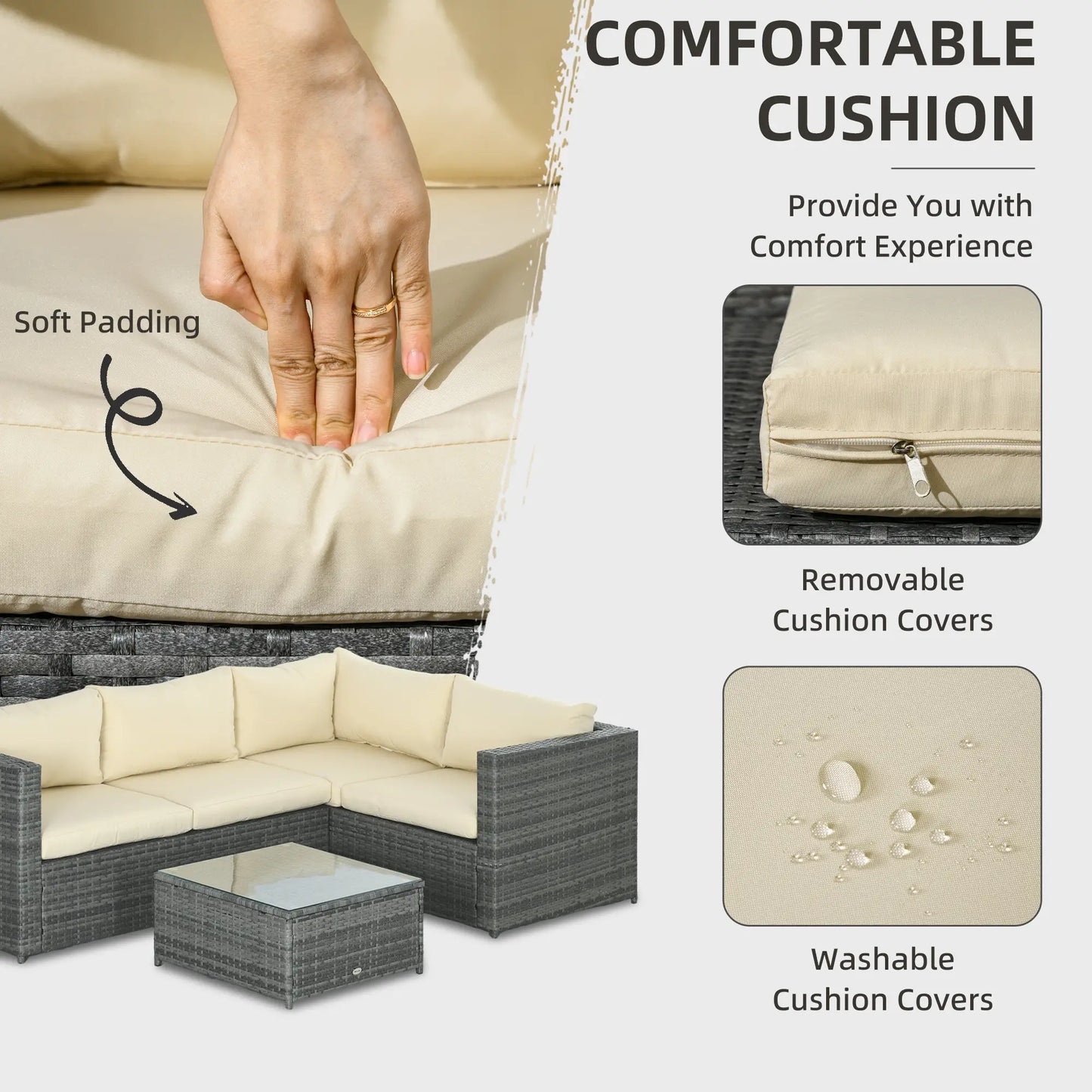 3pc Rattan Wicker Outdoor Furniture Set, Loveseats Coffee Table, Beige Patio Furniture Sets at Gallery Canada