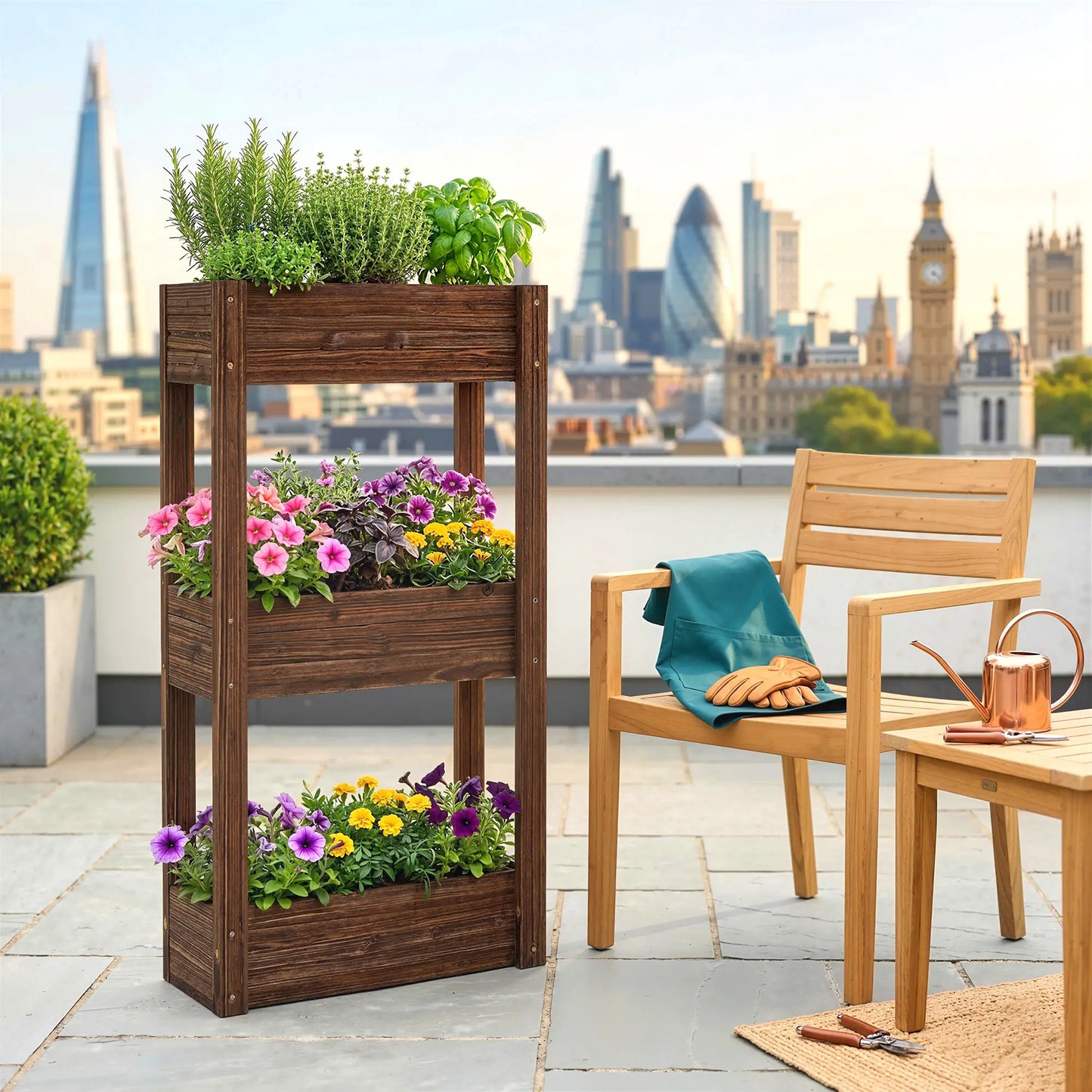 3-Tier Wooden Raised Garden Bed, 23.6" x 9.8" x 47.2", Elevated Planter Box Elevated Garden Beds at Gallery Canada