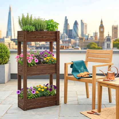 3-Tier Wooden Raised Garden Bed, 23.6" x 9.8" x 47.2", Elevated Planter Box Elevated Garden Beds at Gallery Canada