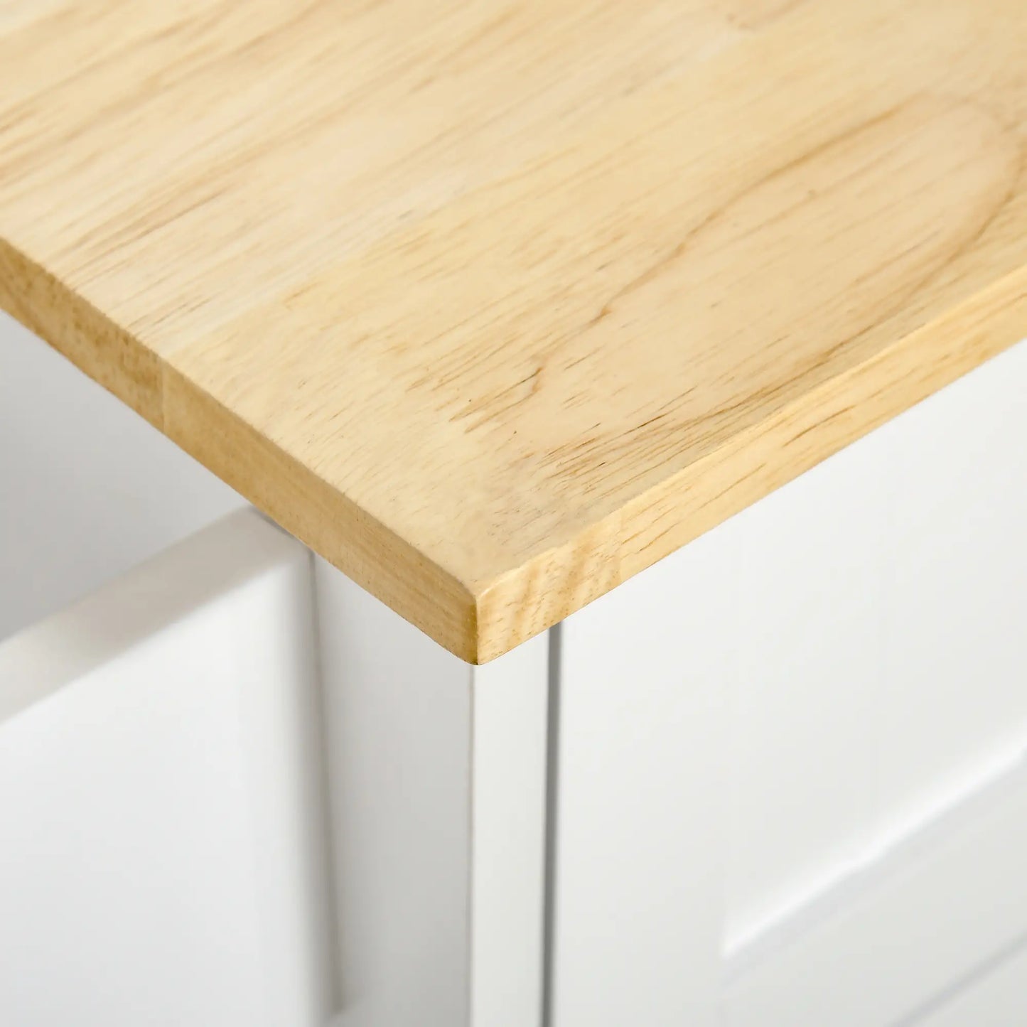 Rolling Kitchen Island with Drawers, Rubber Wood Top, Cabinet, White Kitchen Islands & Kitchen Carts at Gallery Canada