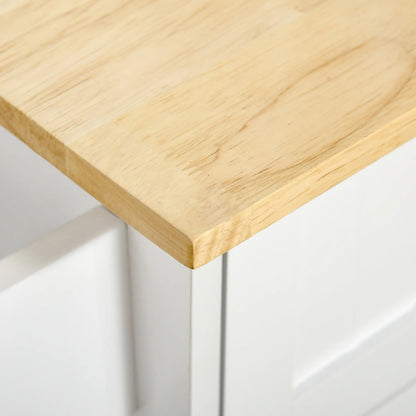 Rolling Kitchen Island with Drawers, Rubber Wood Top, Cabinet, White Kitchen Islands & Kitchen Carts at Gallery Canada