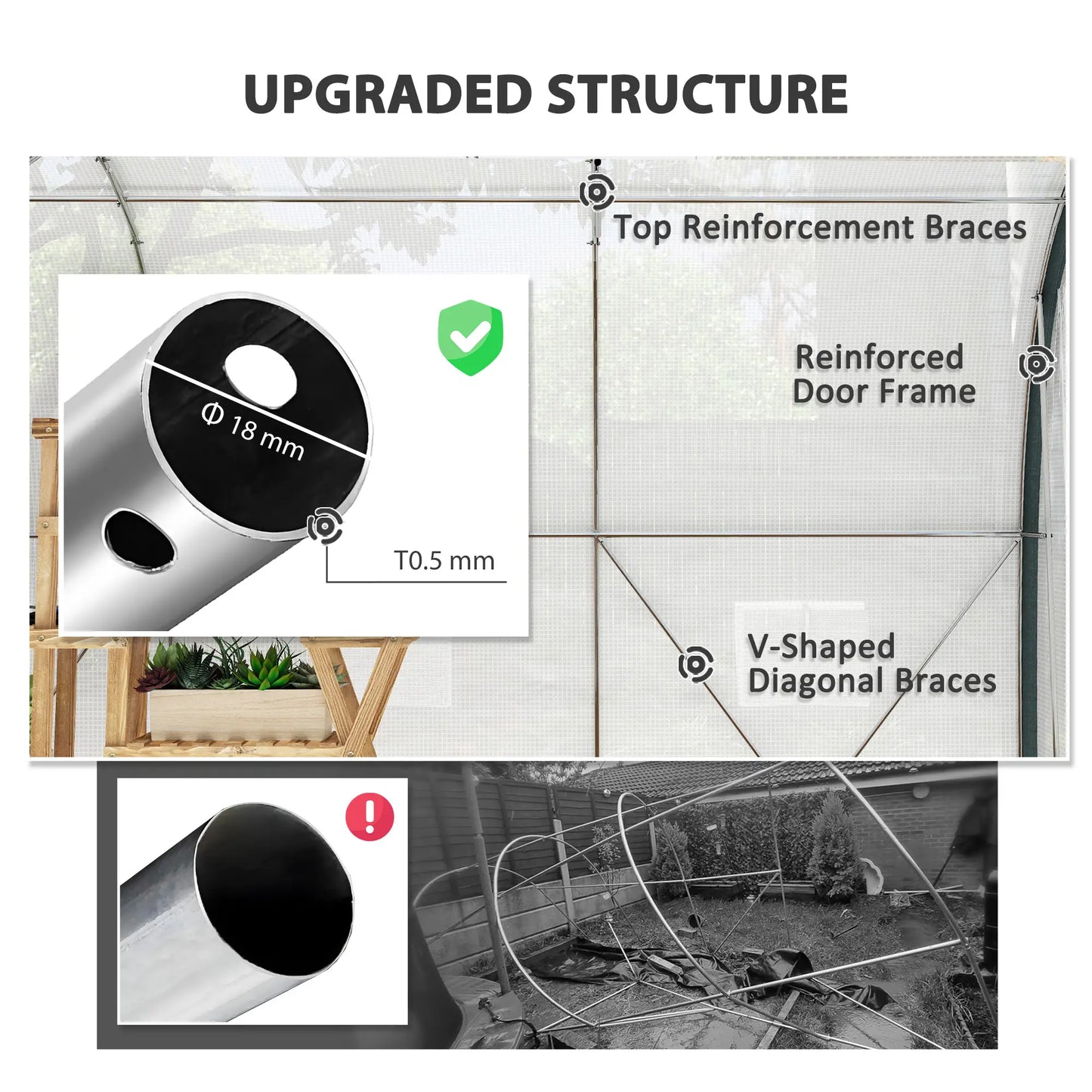 10'x6.6'x6.6' Tunnel Greenhouse, Mesh Door, Windows, Plant Labels, Gloves, White Tunnel Greenhouses at Gallery Canada