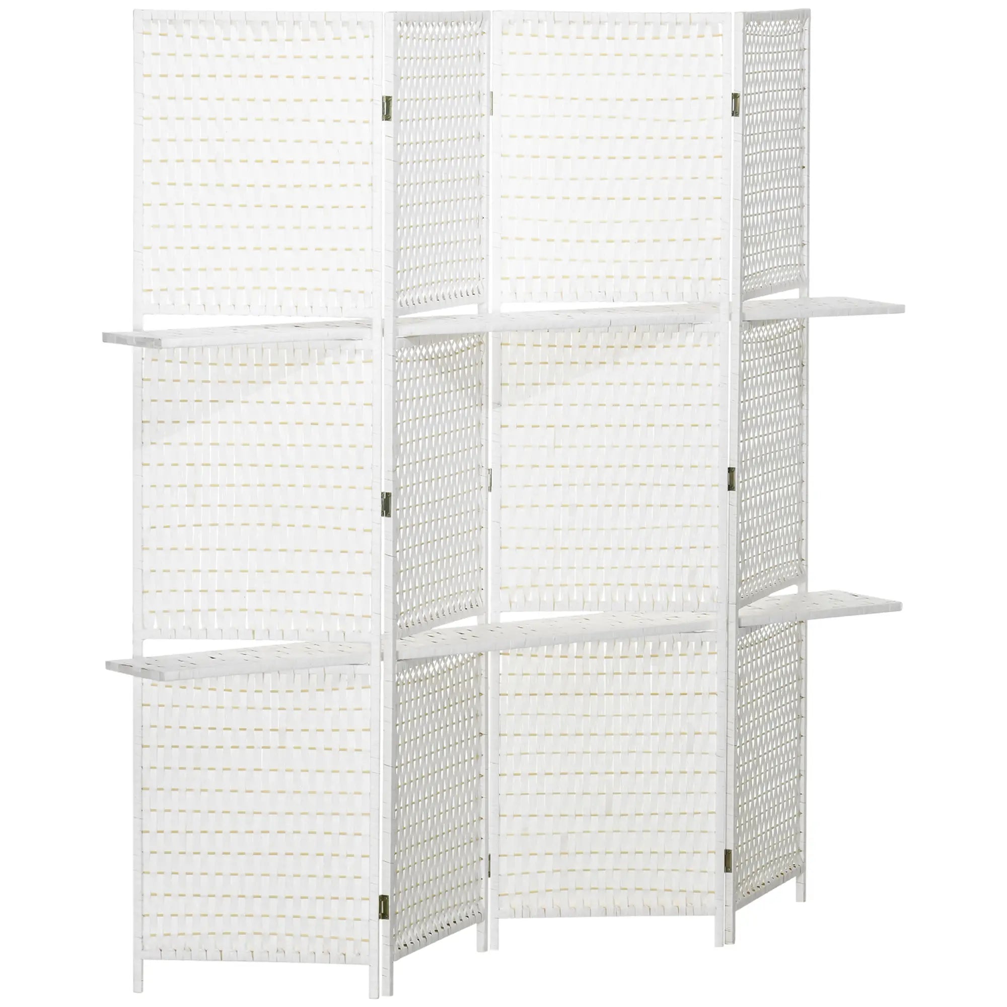 4 Panel Room Divider With Shelves, 6 FT Privacy Screen, White Room Dividers at Gallery Canada