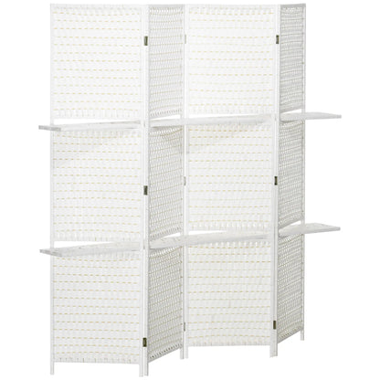 4 Panel Room Divider With Shelves, 6 FT Privacy Screen, White Room Dividers at Gallery Canada