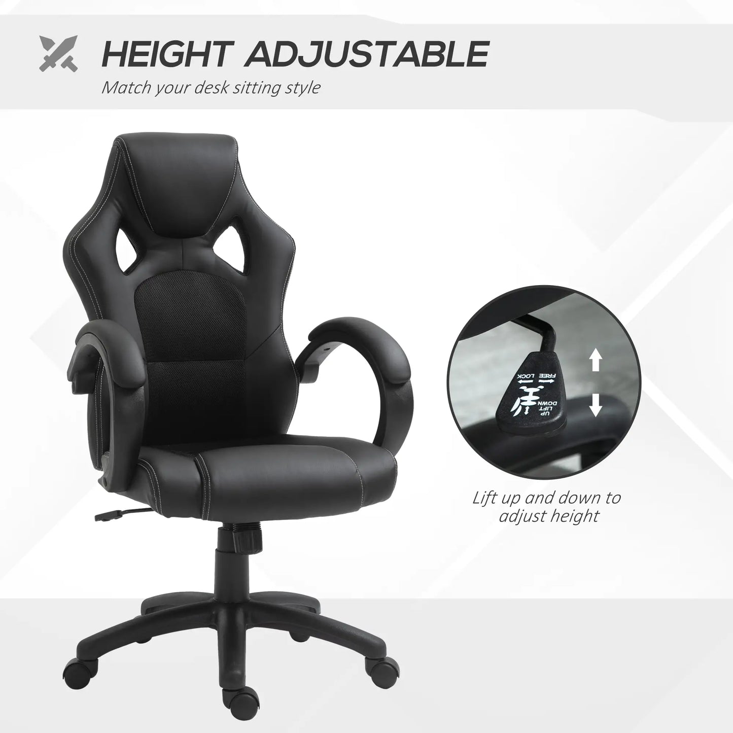 Racing Gaming Chair, Swivel Wheels, Padded Headrest, Tilt, Black Executive & Manager Chairs at Gallery Canada