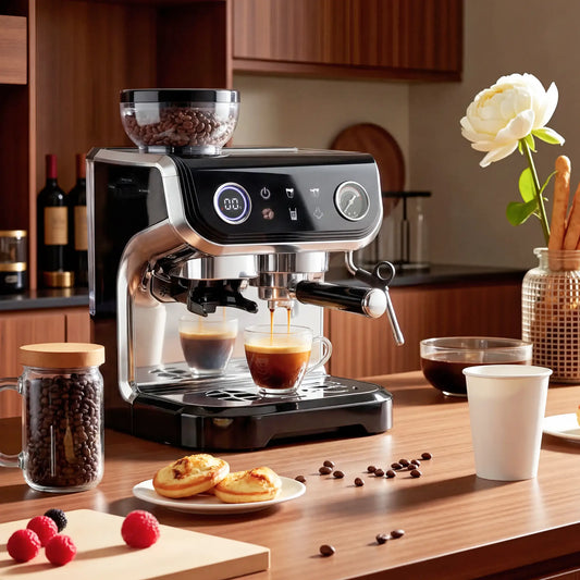 15 Bar Espresso Machine With Grinder & Milk Frother, Stainless Steel, Black Small Kitchen Appliances Black at Gallery Canada