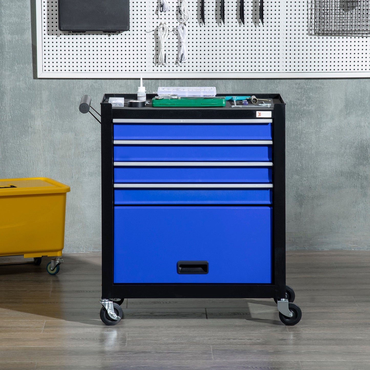 4-Drawer Tool Chest with 4 Wheels, Rolling Tool Box and Storage Cabinet, Portable Tool Organizer for Garage, Blue - Gallery Canada