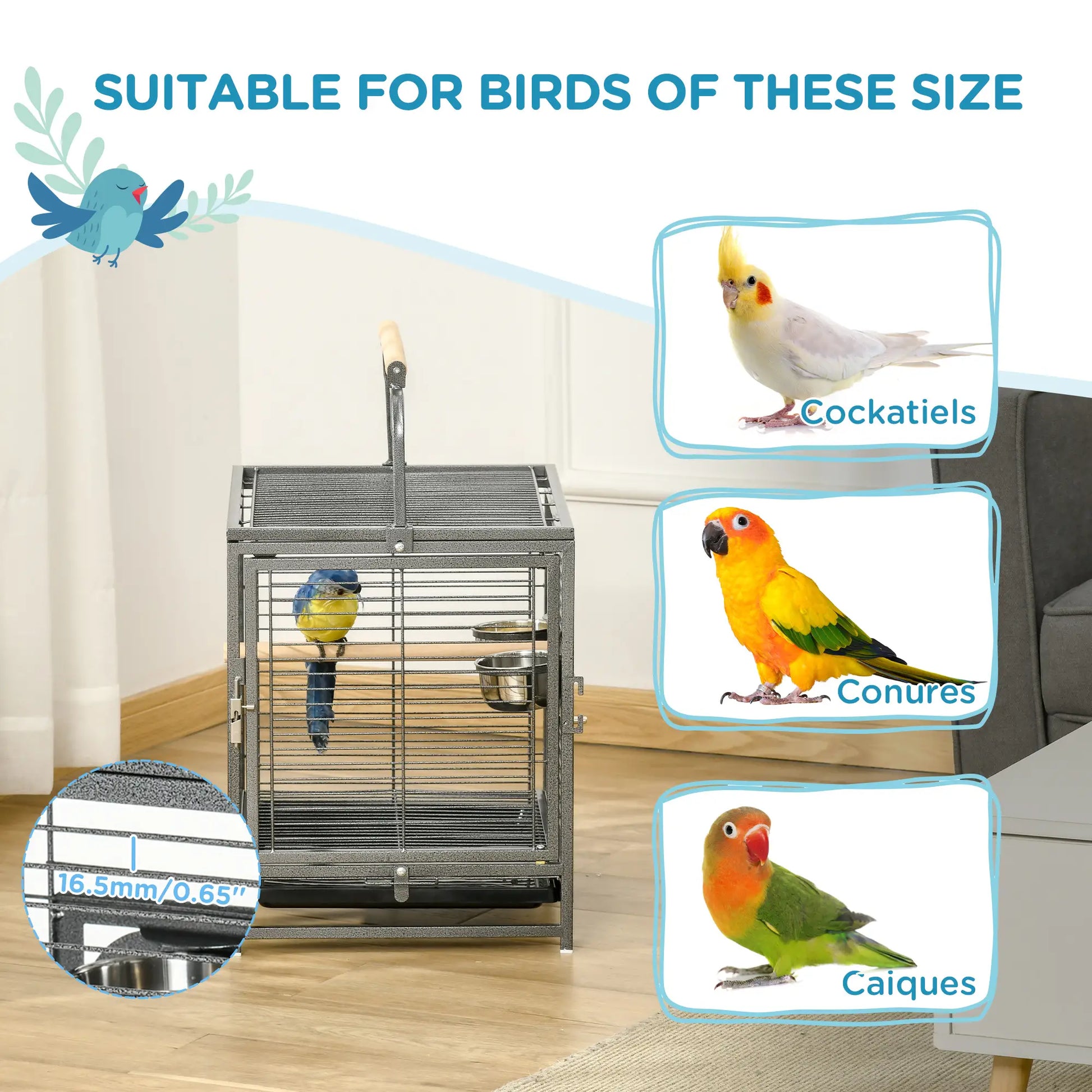 Bird Travel Cage for Parrots, Conures, African Grey, Black Bird Cages at Gallery Canada