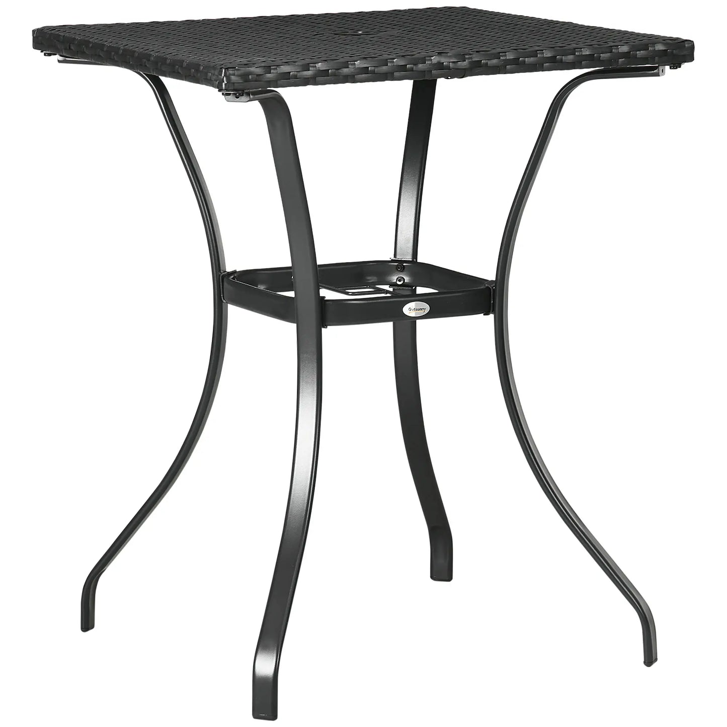 34 Inch Outdoor Wicker Dining Table, PE Rattan Coffee Table, Black Patio Side Tables at Gallery Canada