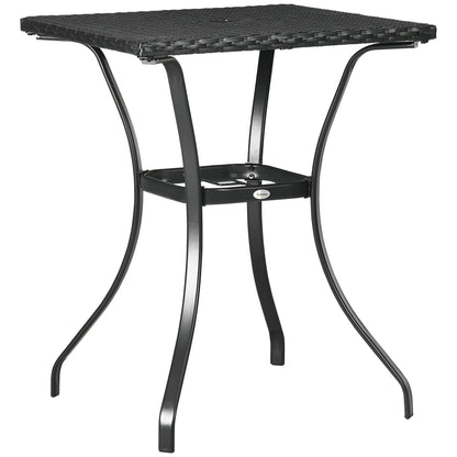 34 Inch Outdoor Wicker Dining Table, PE Rattan Coffee Table, Black Patio Side Tables at Gallery Canada