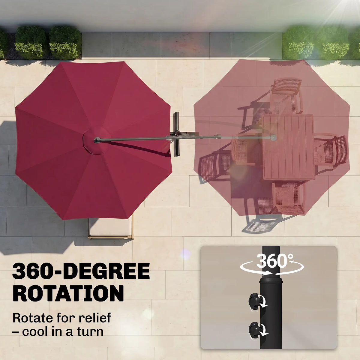 10' Deluxe Patio Umbrella, Banana Hanging Offset Sunshade, Wine Red Cantilever Umbrellas at Gallery Canada