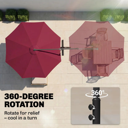 10' Deluxe Patio Umbrella, Banana Hanging Offset Sunshade, Wine Red Cantilever Umbrellas at Gallery Canada